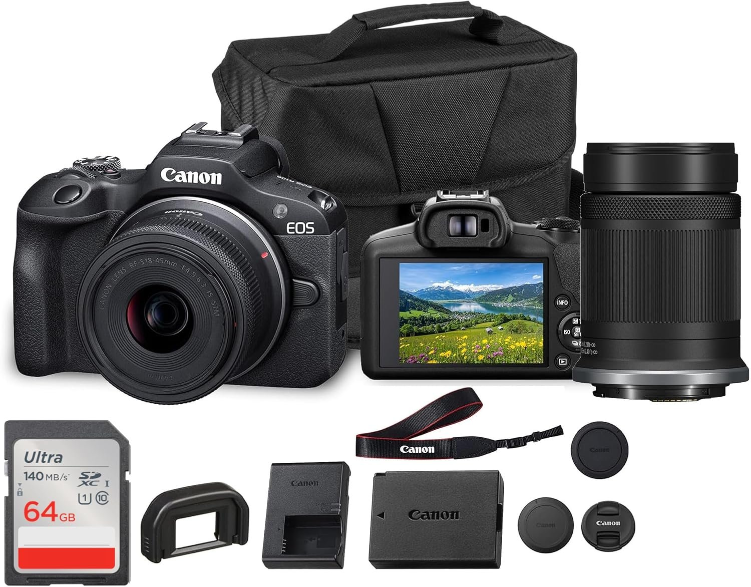 Canon EOS R50 Mirrorless Camera with 18-45mm & 55-210mm Double Lens Bundle