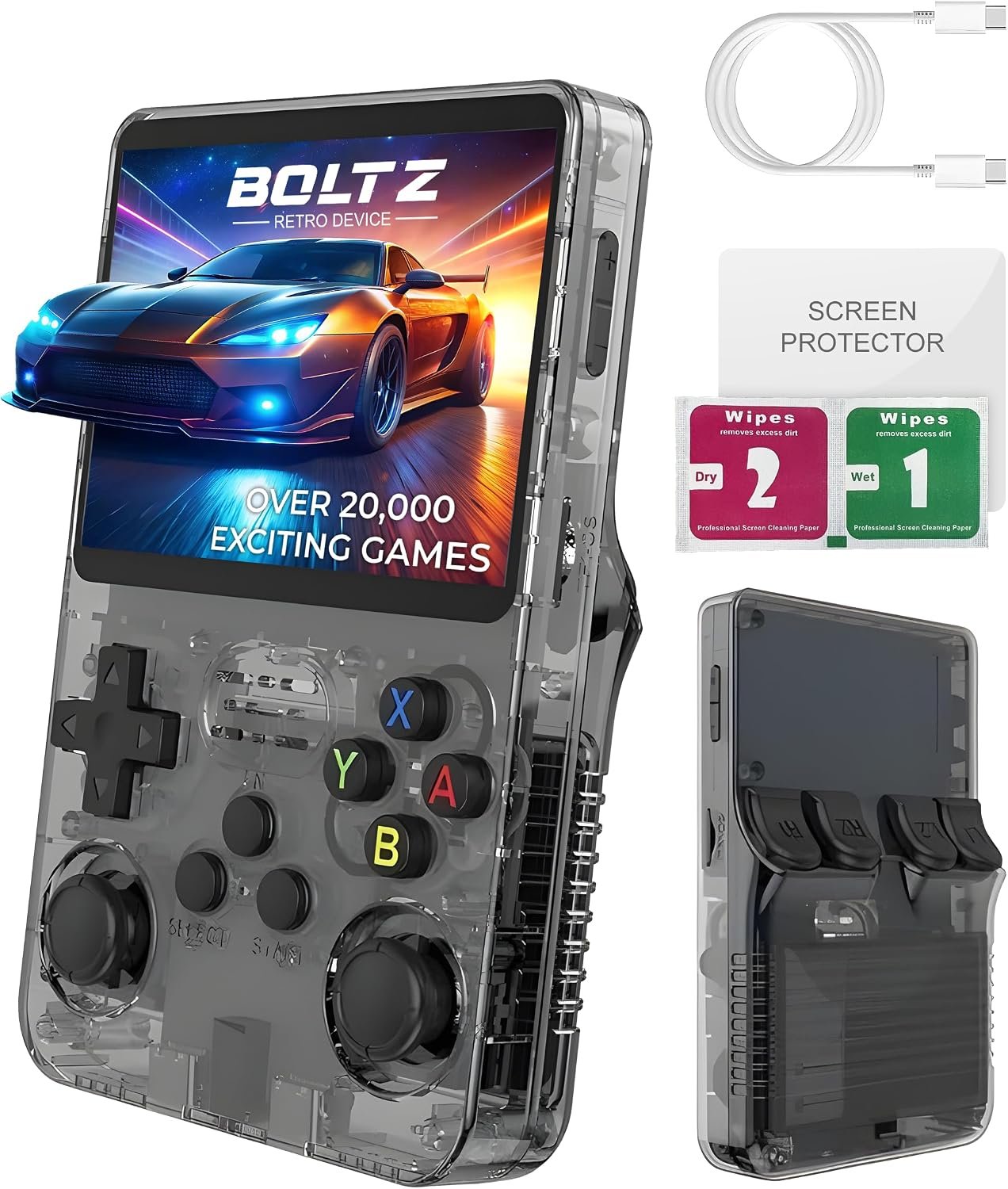 Boltz Retro Handheld Game Console with 20,503 Built-in Games, 3.75″ IPS