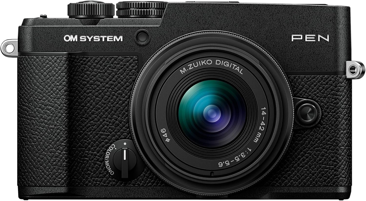OM SYSTEM Pen Black w/M.Zuiko 14-42mm F3.5-5.6 III Mirrorless Camera Compact Weather-Sealed Creative Profile 4K Video AI Autofocus Image Stabilization for Everyday and Travel Photography.
