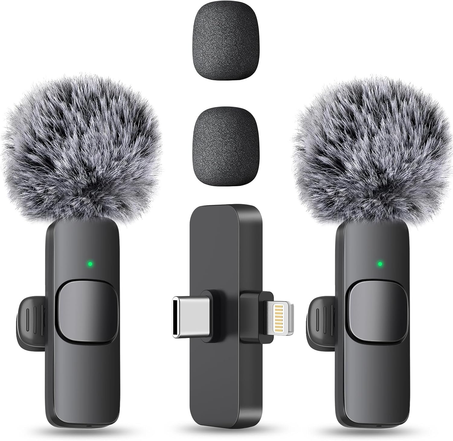 MAYBESTA Wireless Mini Microphone for iPhone, Android Phone – 2 Pack Lavalier Lapel Mic for Audio Video Recording – Clip on Content Creator Microphones for YouTube Tiktok Podcast Vlogging