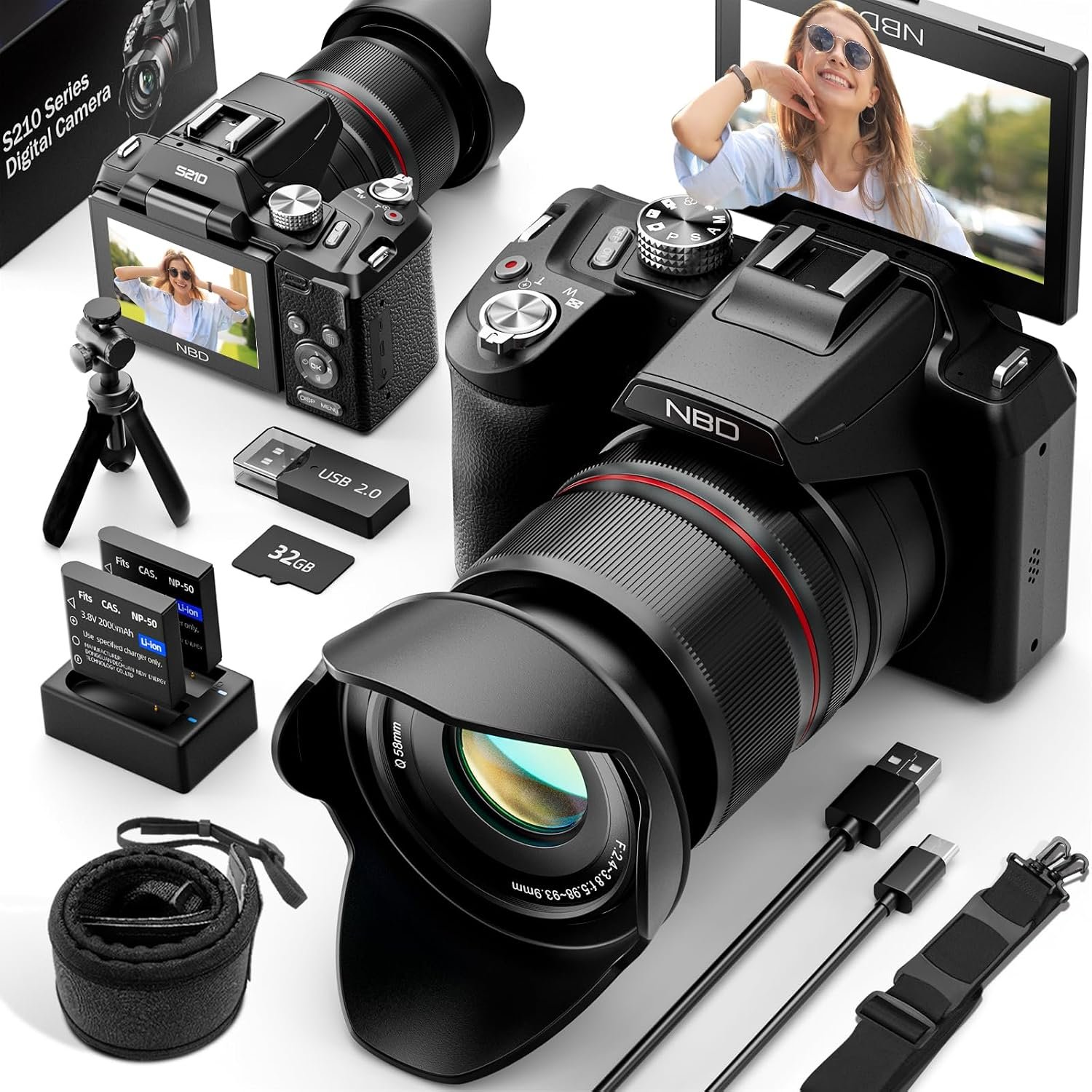 NBD 8K 64MP Digital Cameras for Photography 16X Optical Zoom