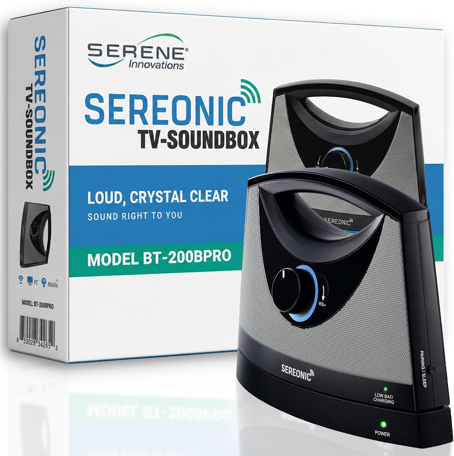 SEREONIC Portable Wireless Speakers for Smart TV – Ideal for TV Watching Without The Blaring Volume – Designed for Hard of Hearing, Elderly, and Seniors – 100ft Range