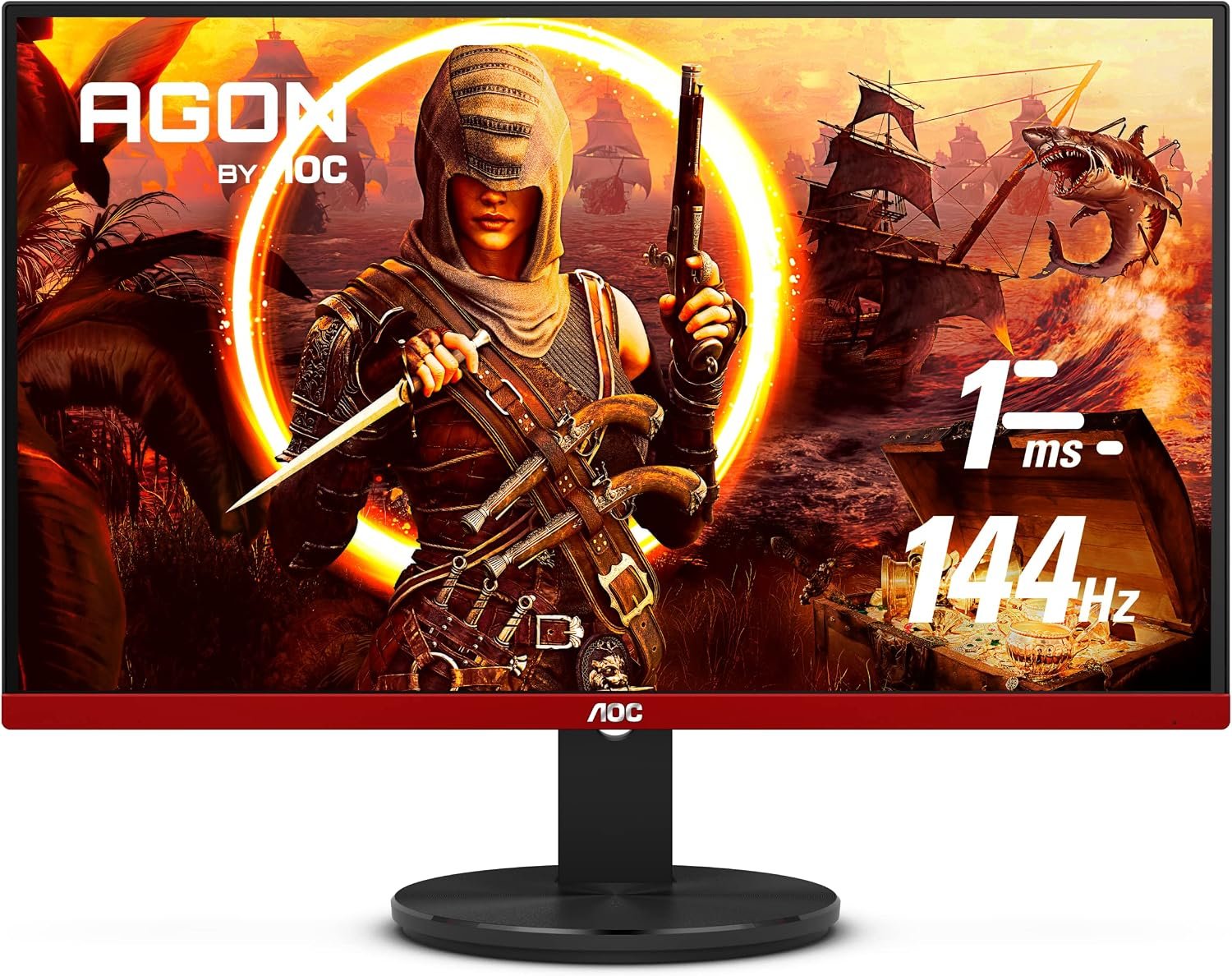 AOC G2490VX 24″ Class Frameless Gaming Monitor, FHD 1920×1080, 1ms 144Hz, FreeSync Premium, 126% sRGB / 93% DCI-P3, 3Yr Re-Spawned Zero Dead Pixels, Black