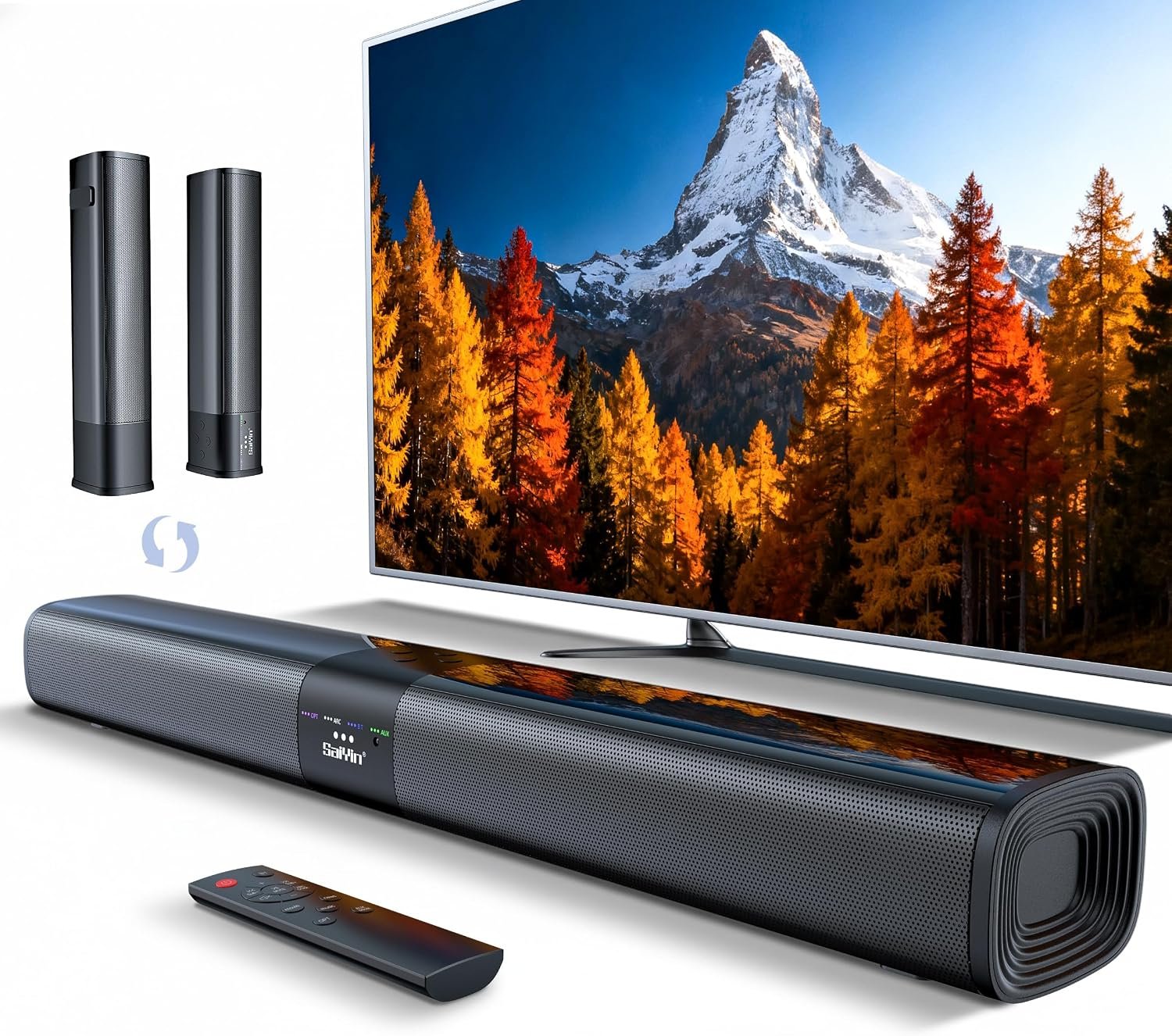 Saiyin 24″ Sound Bar, Center-Channel Surround Soundbar System for Smart TV